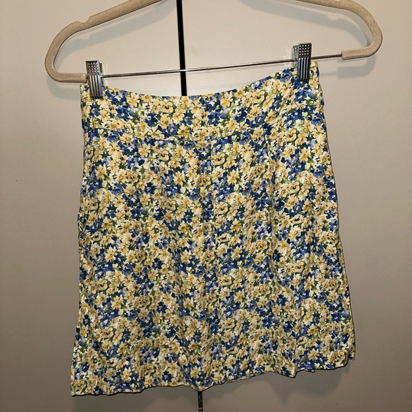 A.P.C. Christa floral A-Line crêpe de chine Blue & Yellow skirt Size 34FR - US2 - Picture 6 of 8